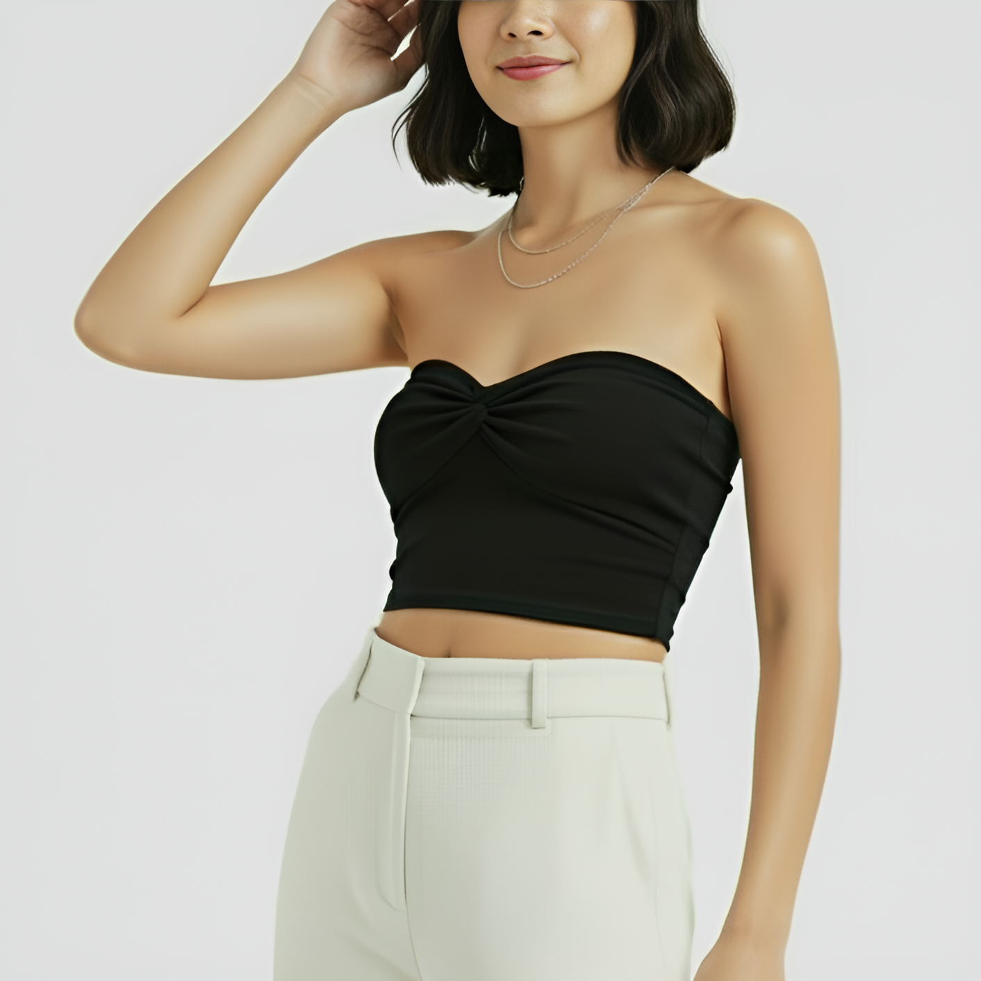 Top Sem Alça E Busto Torcido